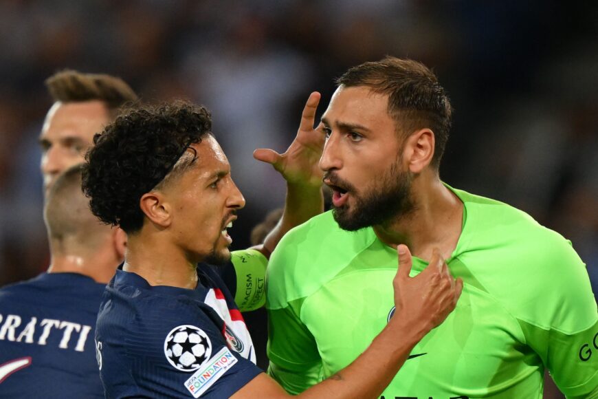 Marquinhos envía un beso a Donnarumma tras la victoria de PSG en la Supercopa