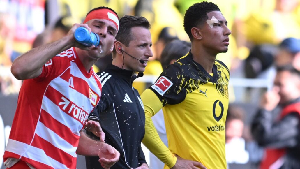 Jude Bellingham herido tras choque con Andrej Ilic en victoria del Dortmund