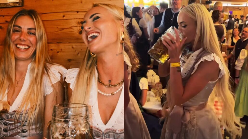 Alisha Lehmann disfruta Oktoberfest con cerveza y traje tradicional en fiesta