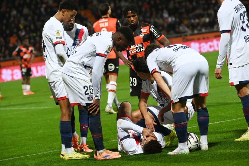 Lesión grave para PSG: Desire Doue sale llorando tras choque con Lorient