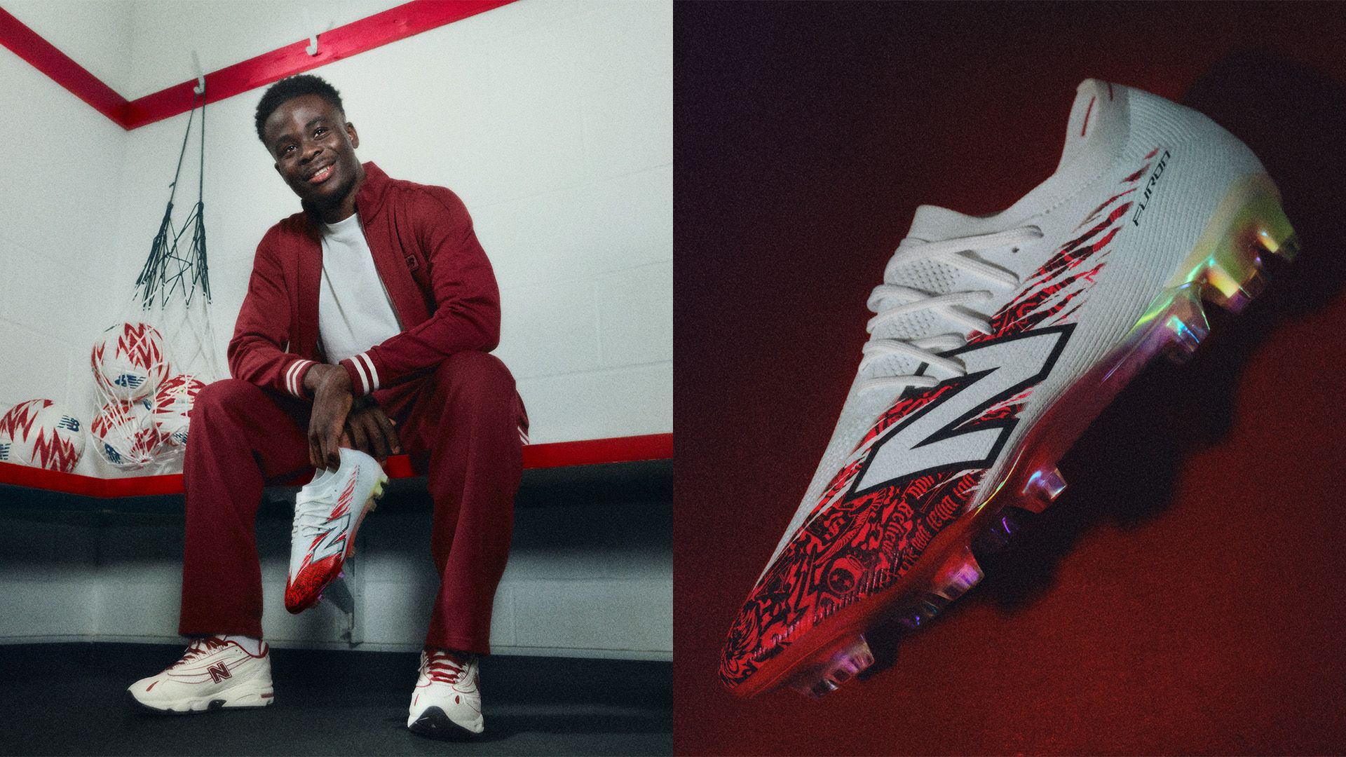 Bukayo Saka presenta las botas New Balance Furon ‘7egacy’ para futbolistas