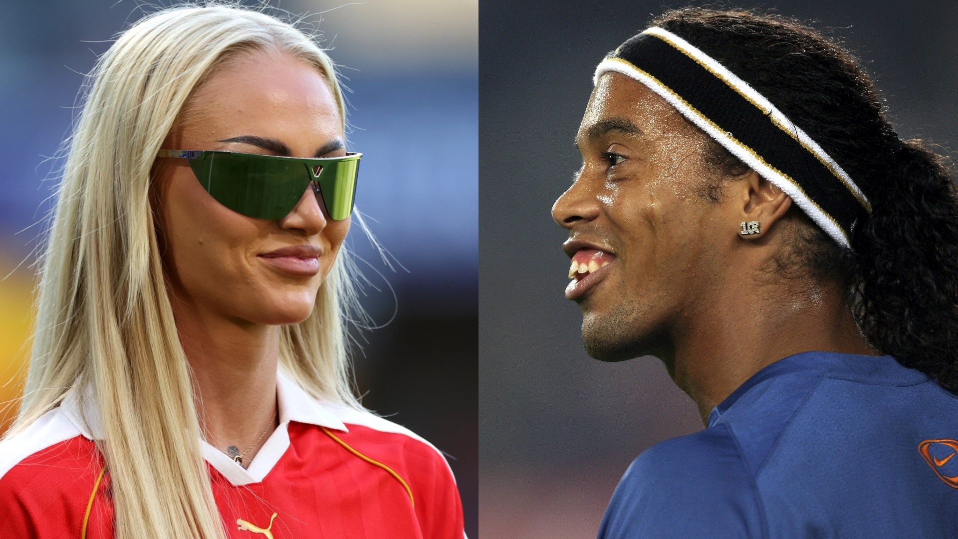 Alisha Lehmann lanza un balón a un camarógrafo en famoso reto de Ronaldinho
